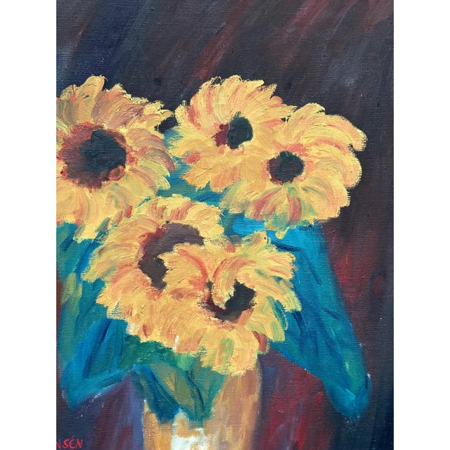 Otto Hansén, Sunflowers, 1950s, Oil on Canvas, Framed For Sale - Image 14 of 18