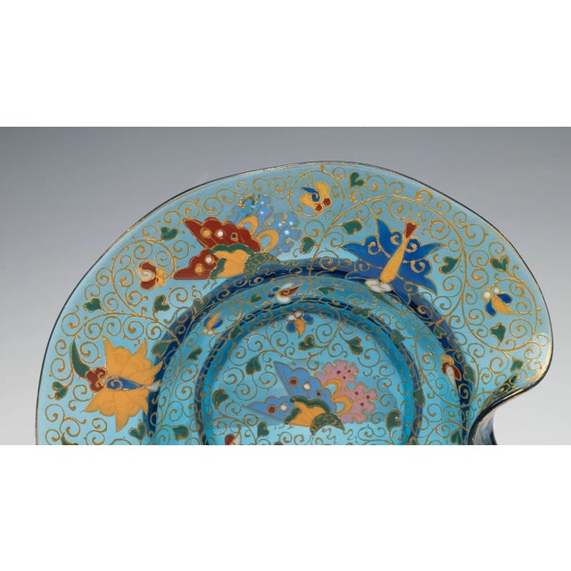 Exceptional late 19th-century Moser Bohemian art glass bowl in luminous turquoise-blue glass, richly decorated with...