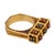 Vintage Ruby Sapphire 18k Yellow Gold Architectural Hammered Ring, Size 6.5 For Sale - Image 4 of 6