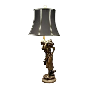 Metal Statue of a Woman Fruit Bearer, Mounted as Lamp, French, 1930s