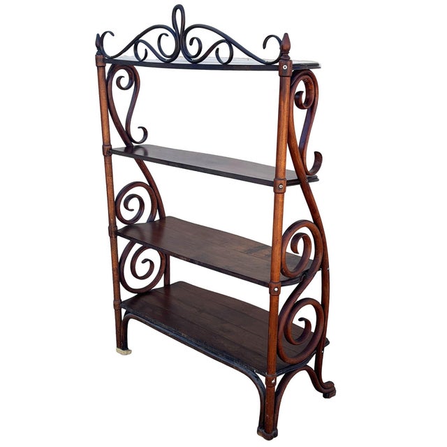 Mid 19th Century Mid 19th Century Vienna Secession Scrolling Oak Waterfall Étagère by Gebrüder Thonet, Attributed For Sale - Image 5 of 12