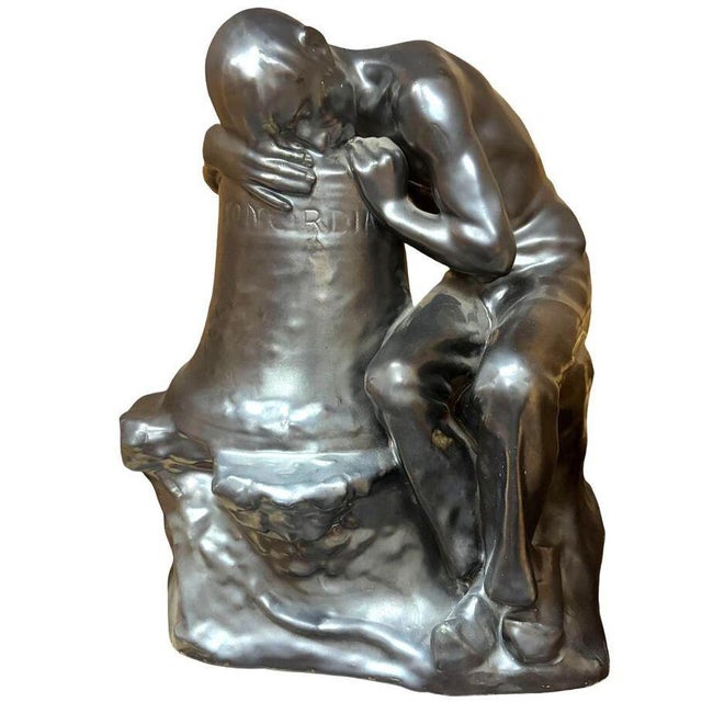 1930s Italian "Pensatore Campana" the Tinker Auguste Rodin Style Terracotta Sculpture For Sale - Image 4 of 9