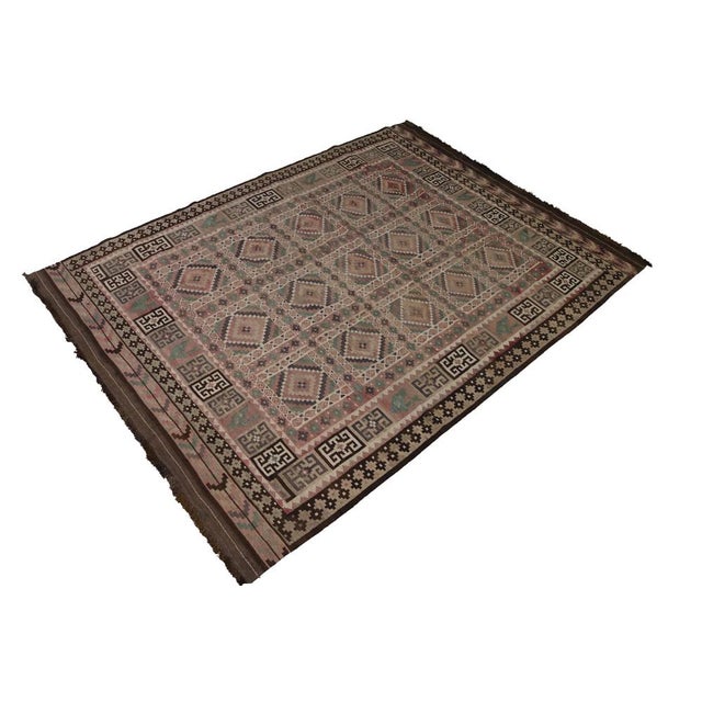 Fine Afghan vintage nomadic Kilim Fine Hand-woven Afghan Ghalmouri Kilim from central Afghanistan. Typically geometric...
