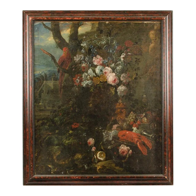 A Large 19th Century Continental School Grotto Feast With Landscape. For Sale