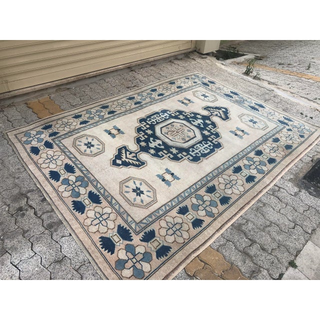 1960s Oushak Handmade Vintage Floor Wool Rug For Sale - Image 5 of 11