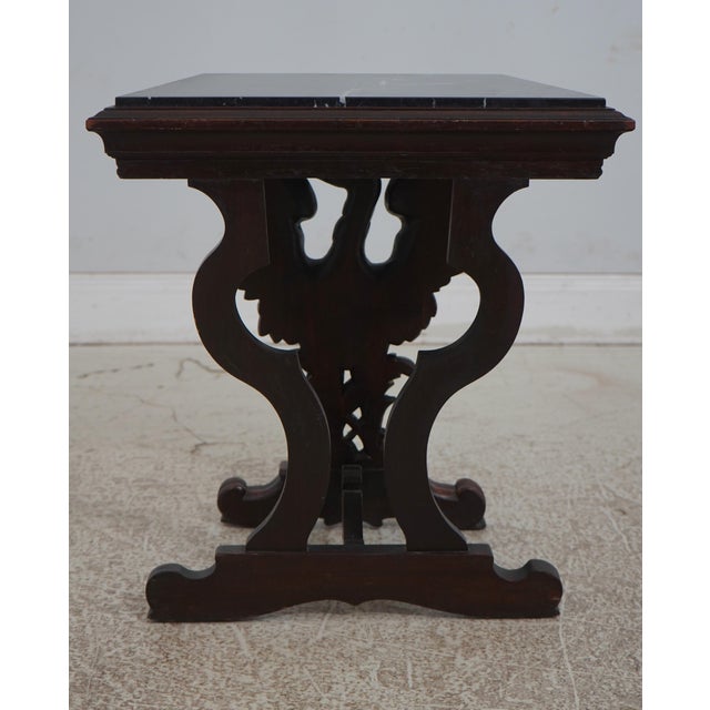 American Black Forrest Carved Walnut Winged Bird Side Table For Sale - Image 4 of 12
