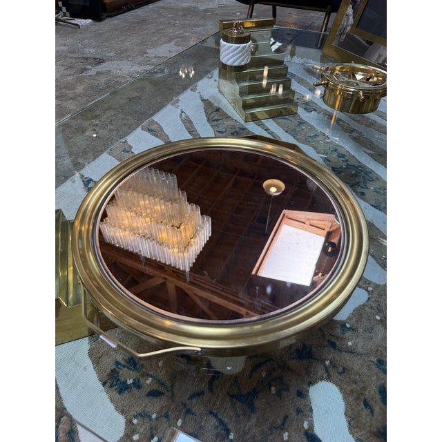 Italian Mid-Century Brass and Smoked Mirror Serving Tray, 1970s For Sale In Los Angeles - Image 6 of 7