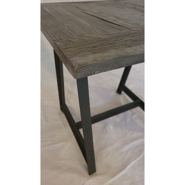 Farmhouse Vintage Reclaimed Wood Top Side Table For Sale - Image 3 of 5