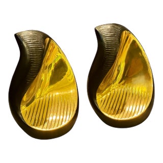 Vintage Pair of Ben Seibel for Jenfred Ware Brass Sculptural Bookends MCM For Sale
