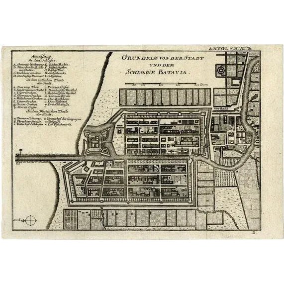 Antique Map of Batavia and the Castle in the Dutch East Indies, 1763 For Sale - Image 6 of 6