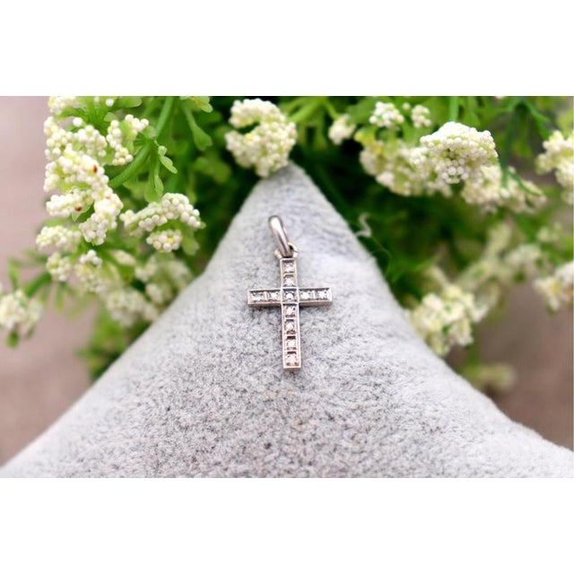 White Gold Cross Pendant with Diamonds For Sale - Image 4 of 6