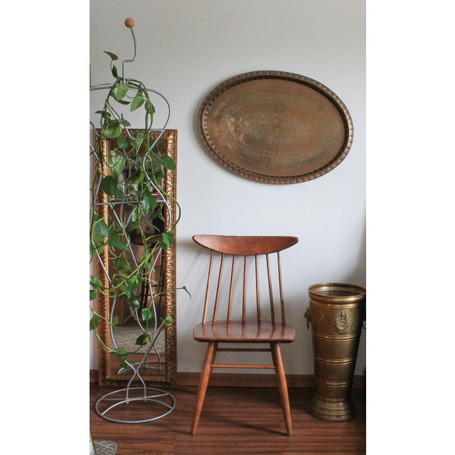 Vintage Oval Brass Etched Tray For Sale - Image 9 of 9