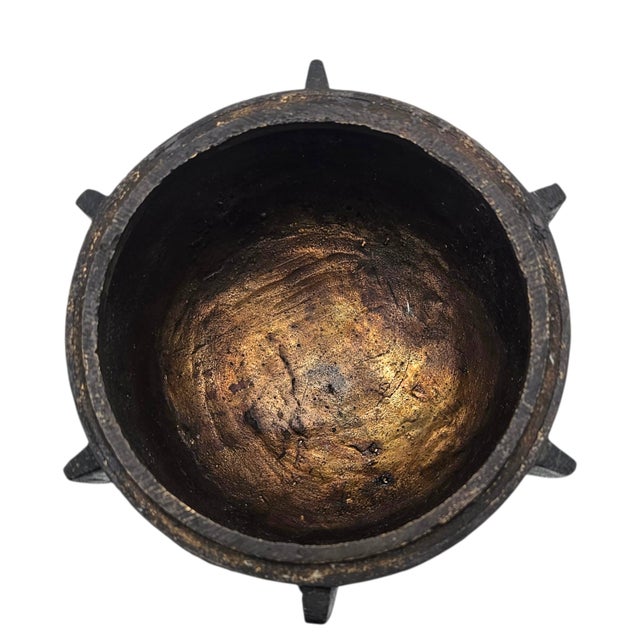 Vintage Chinese Archaistic Brass Ding-Form Tripod Incense Burner With Lid (6.5") For Sale - Image 9 of 15