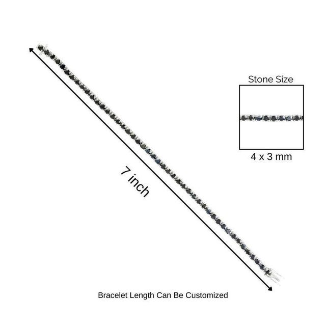 925 Sterling Silver 11.4 Carat Blue Sapphire Tennis Bracelet- Elegant Fine Jewelry For Sale - Image 10 of 12