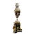 Baroque-Style White Porcelain Vase With Marble Pedestal & Gold Leaf Details For Sale