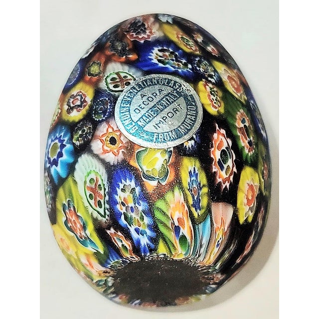 1970s Murano Glass Mille Fiore Egg Paperweighti For Sale In West Palm - Image 6 of 7