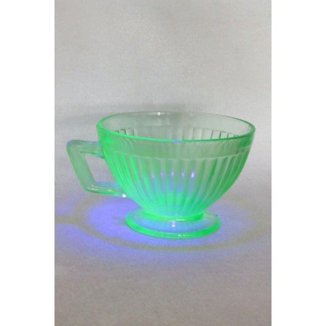 Economy Glass Green Uranium Vaseline Round Robin Tea Coffee Cup Chairish