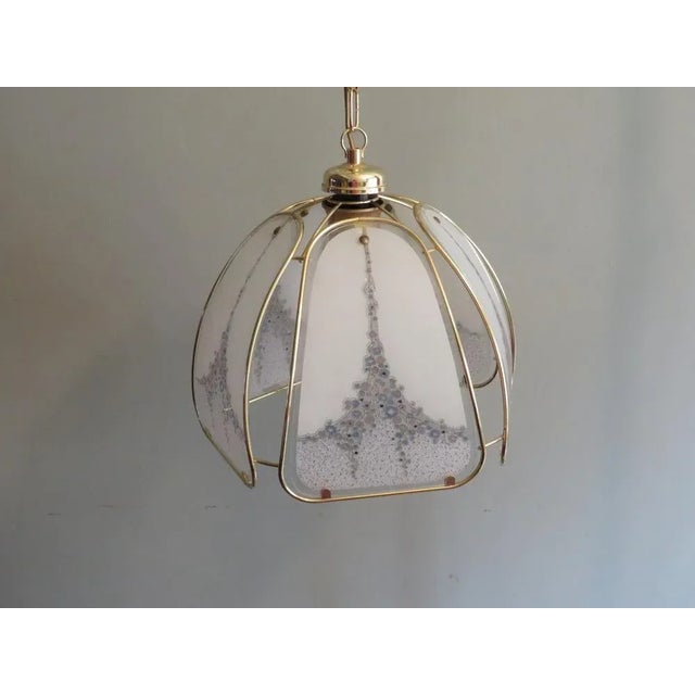 Blue Pendant Light in Gilt Metal & Murano Glass Panels from Eglo Leuchten, Austria, 1970s For Sale - Image 8 of 11