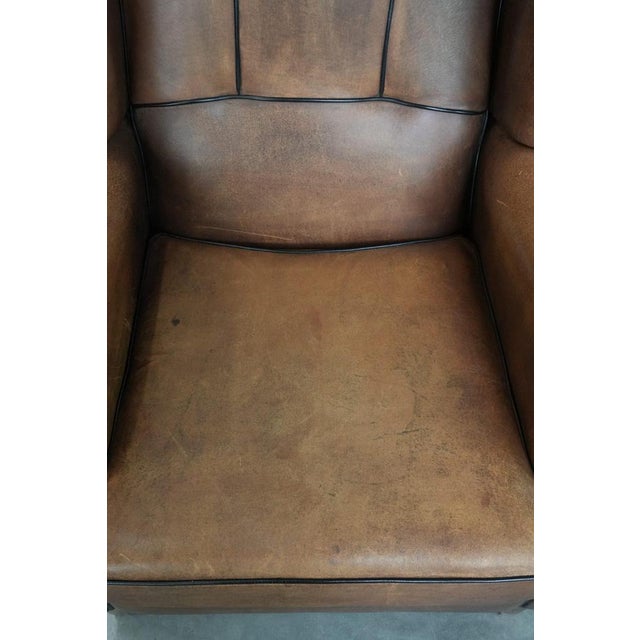 Sheepskin Wing Chair in Leather For Sale - Image 6 of 14