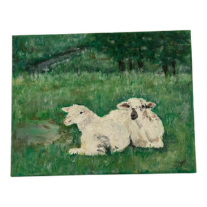E. Berry Acrylic Painting- Sheep in the Land-Elizabeth Berry