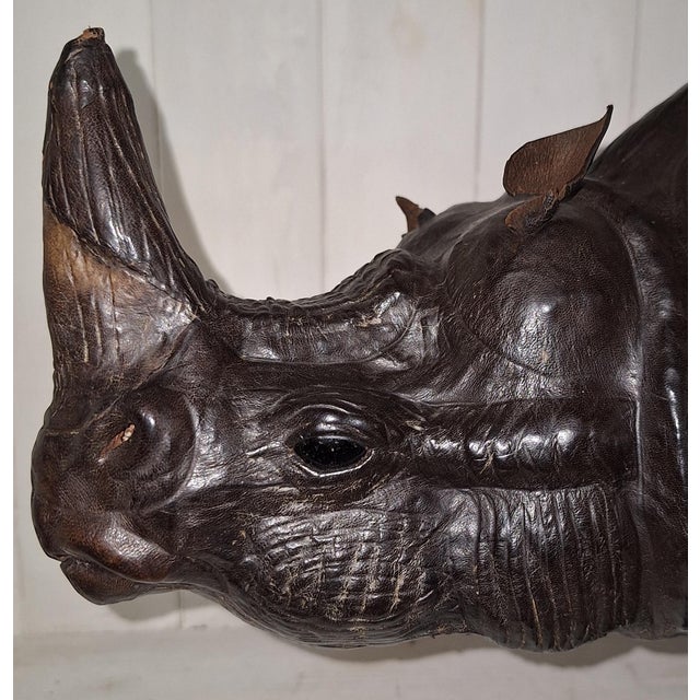 Brown Vintage Stool in the Shape of a Rhinoceros in Cowhide Leather, 1970s For Sale - Image 8 of 13