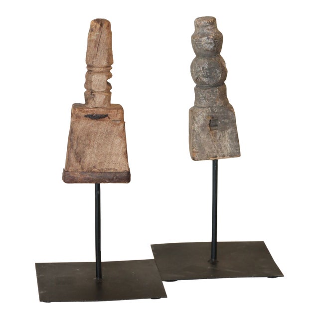 A Pair of Architectural Salvaged Wood Sculptures For Sale