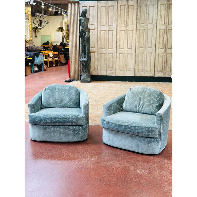 Vintage Barrel Back Swivel Chairs, Newly Reupholstered For Sale - Image 9 of 9