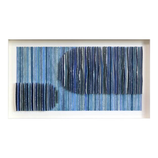 Straits and Narrows - Abstract Blue Tone Mixed Media Sculptural Original Artwork by Krista Reuter For Sale