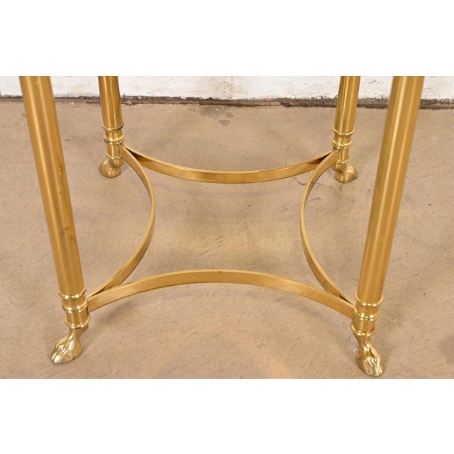 Metal Labarge Hollywood Regency Brass and Glass Side Table With Hooved Feet, Circa 1960s For Sale - Image 7 of 8