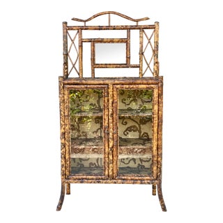 English Victorian Bamboo Two Door Cabinet or Étagère For Sale