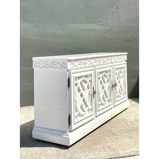Vintage Chinese Chippendale Fretwork Credenza For Sale - Image 11 of 12