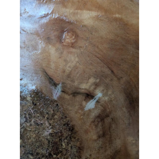 Handcrafted Live Edge Burl Wood Footed Pedestal Bowl Heavy Signed Roland Hardee For Sale - Image 12 of 17
