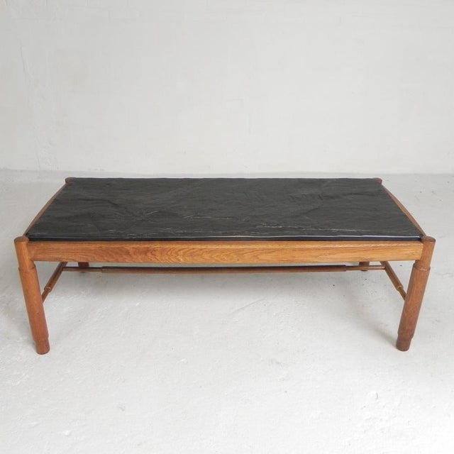 Vintage Oak Coffee Table with Slate Top in Oak Frame, 1960s For Sale - Image 12 of 18