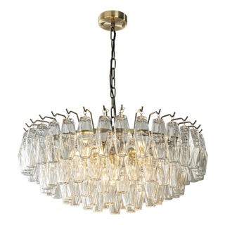 Aloadecor Midcentury Modern Murano Glass Round Chandeliers With Handblown Glass in Aged Bronze For Sale