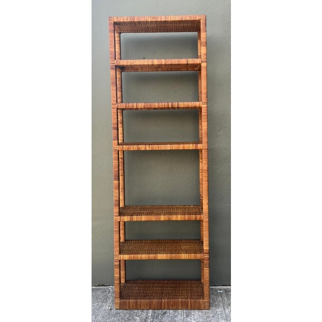 Wood Vintage Wrapped Rattan Etagere For Sale - Image 7 of 12
