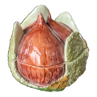 Vintage Italian Ceramic Shallot Box For Sale