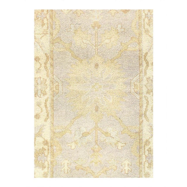 Indo Oushak design rug. Handmade and hand-knotted in fine lambswool on a cotton foundation. Vegetable dyed hand-spun wool...