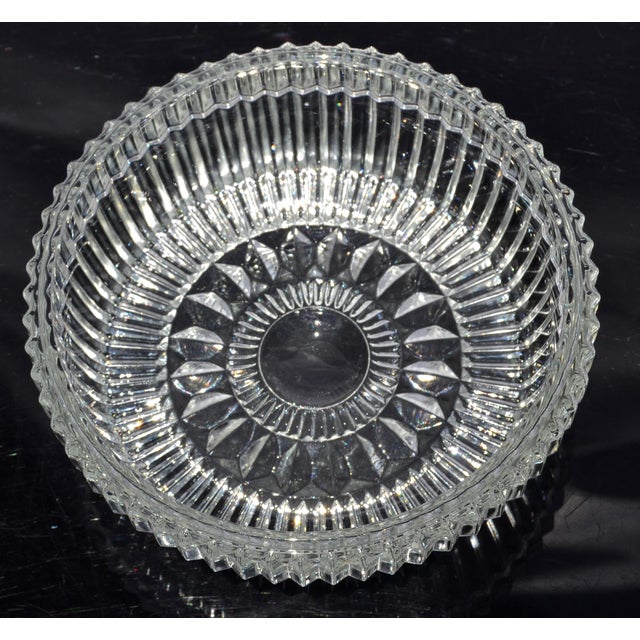 Waterford 1960s Waterford Crystal Cut Glass Bowl Intricate Vertical and Radial Patterns Boho Chic For Sale - Image 4 of 14