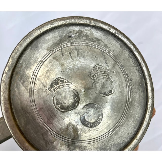 Metal Antique 1800s Handcrafted Pewter Tankard For Sale - Image 7 of 8