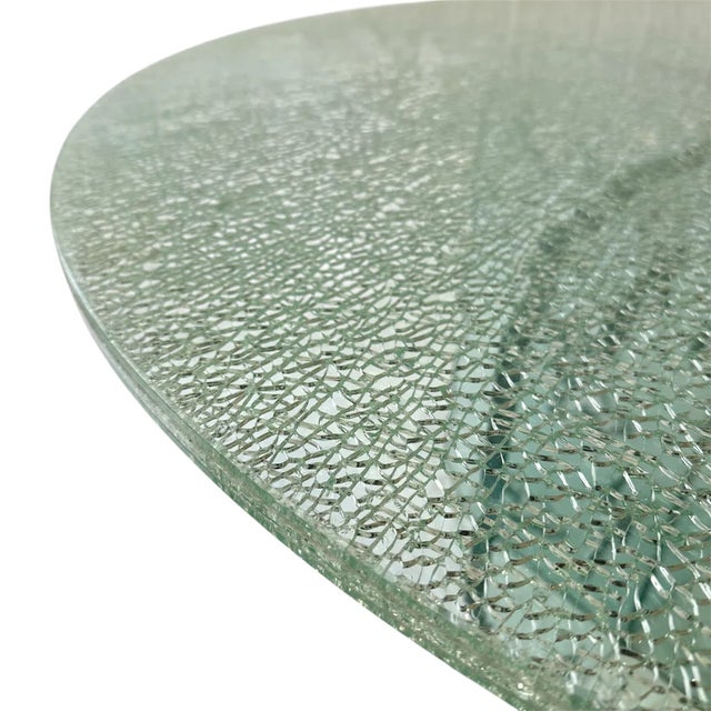 1970s Cutout Base and Crackled Glass Top Dining Table For Sale In Los Angeles - Image 6 of 7