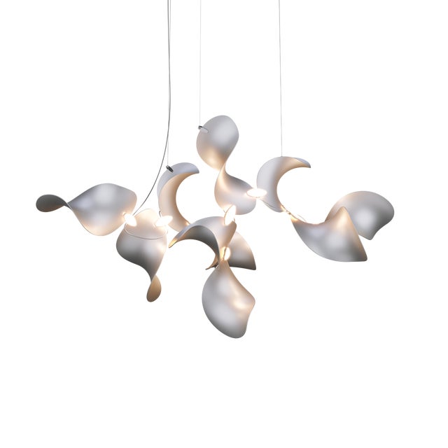Dune 10 Cluster Chandelier with Silver Anodized Shades by Daniel Becker for Moss Objects For Sale - Image 11 of 11