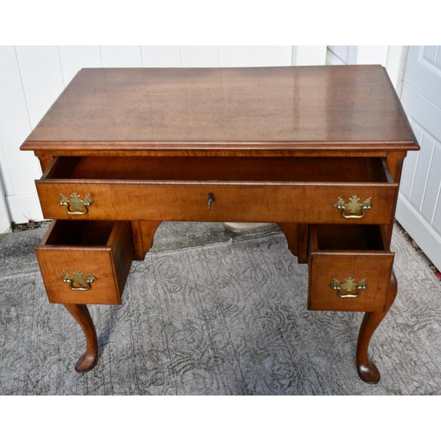 Antique Bench Made Maple Queen Anne Style Three Drawer Lowboy W/Spade Feet For Sale - Image 10 of 12