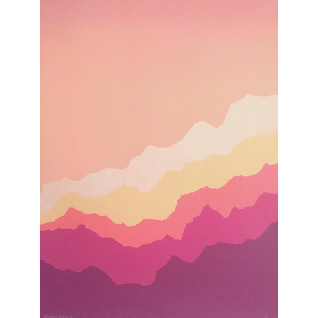 Pink Angela Aman Vintage 1980's Postmodern " Rainbow Ridge II " Lmtd Edtn Original Silkscreen Prints Diptych - Set of 2 For Sale - Image 8 of 13