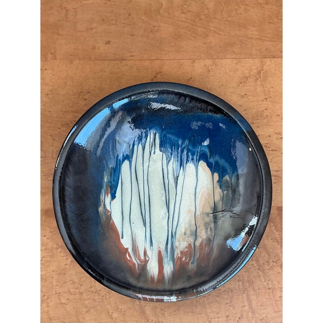 Late 20th Century Vintage Drip Glazed Ceramic Plate For Sale - Image 5 of 12