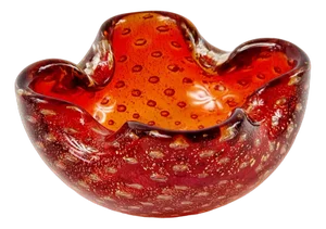 Murano Glass Bowl or Ashtray with Gold Dust & Air Bubbles from Barovier & Toso, Italy, 1960s