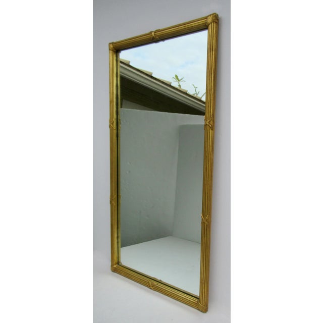 French Vintage Hollywood Regency Carved Wood, Gilded Gold Leaf Overlay Wall or Pier Mirror Mitered Corners For Sale - Image 3 of 12
