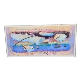 1960s Mid Century Abstract Art by James Groody Oil on Paper Triptych For Sale