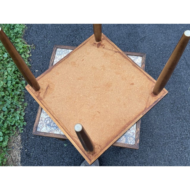 Wood Vintage 1960s Wood Square Stacking Side Tables With Glass Tops, a Pair For Sale - Image 7 of 9