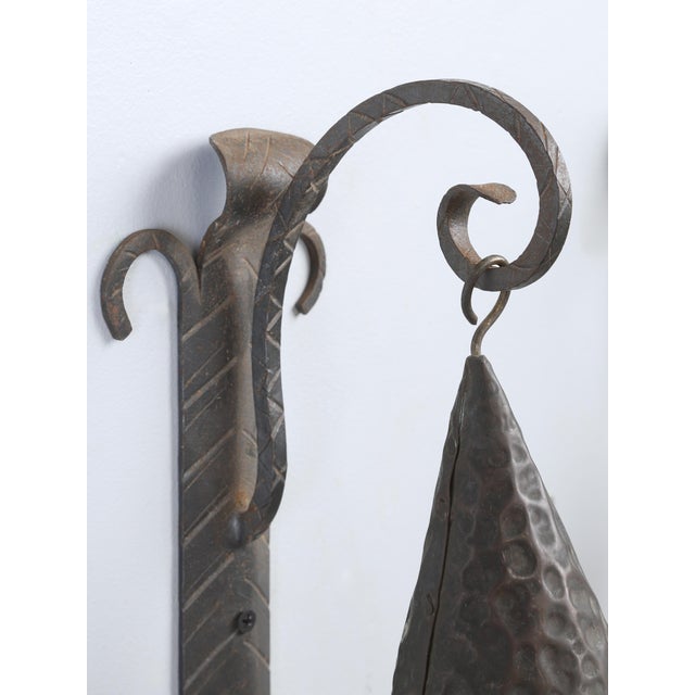 1900 - 1909 Antique Pair Arts & Craft Wall Sconces Copper and Metal Great Patina Unrestored For Sale - Image 5 of 12