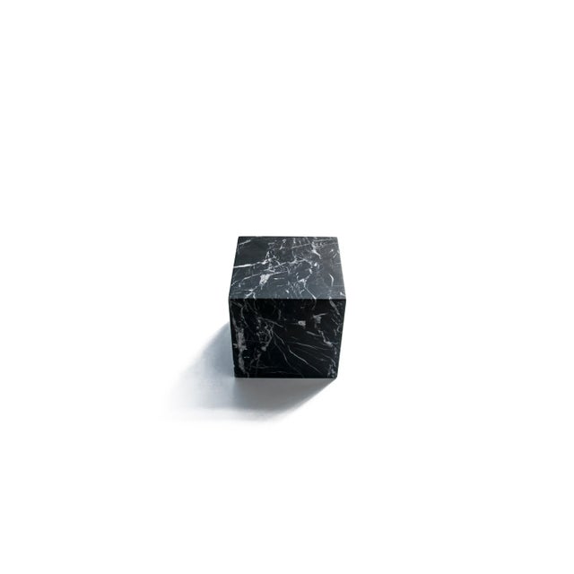 Large Decorative Paperweight Cube in Black Marquina Marble For Sale - Image 4 of 10